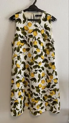 【美品】ZARA BASIC レモン柄ワンピースノースリーブS夏ワンピ