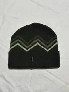 00s Y2K adidas ライン ビーニー ニット帽 オリーブ 古着