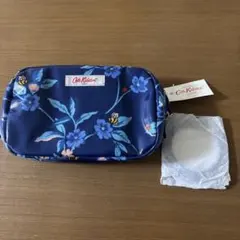 Cath Kidston 花柄ポーチ ネイビー ミラー付き