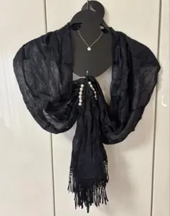 新品　タグ付き　ラメ入りショール ストール 結婚式 謝恩会　パーティー　ブラック