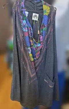 花柄刺繍 ノースリーブワンピース グレーのサムネイル