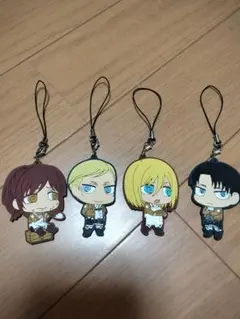 進撃の巨人 キャラクター ストラップ 4点セット