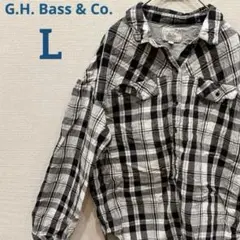 美品✨️ 【L】長袖シャツ チェック 黒 白 レディース メンズ トップス 古着