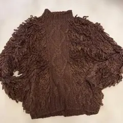 AMERI ブラウン フリンジニット
