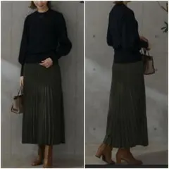 新品タグ+URBAN RESEARCH ROSSOスエードサテンプリーツスカート