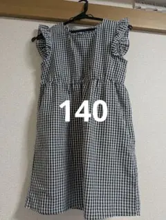 140ギンガムチェックノースリーブワンピース女の子のサムネイル