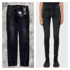 m6263【新品 ディーゼル】ベルベットパンツ スキニー ストレッチ 黒 W24