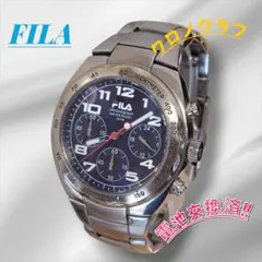 【稼働品】FILA クロノグラフ 文字盤ブルー メンズ腕時計
