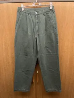 無印良品 MUJI｜コットンパンツ Lサイズ｜ワイドストレート｜オリーブ系