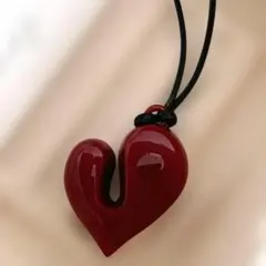 【在庫1】ボルドー　ハート　ネックレス