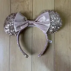 ミニーカチューシャ ピンク ゴールドスパンコール