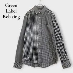 グリーンレーベルリラクシング BDシャツ ギンガムチェック M 黒白 綿100のサムネイル