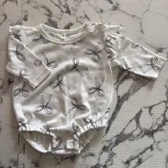 西松屋 ロンパース 女の子 リボン 白 フリル 70cm