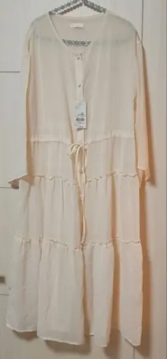 新品　earth music ＆ eclogy シースルーワンピース　カーデ