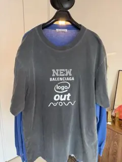バレンシアガ ドッキングTシャツ ロンT XS グレーxブルーのサムネイル