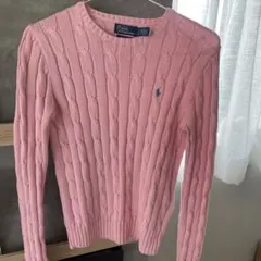 ポロ　ラルフローレン　S コットン　ピンク　ケーブルニット　セーター