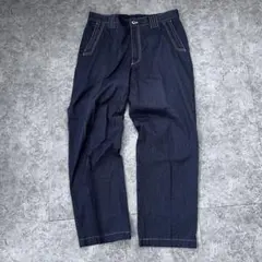 良品【ANGELO GARBASUS】（91）ワイドパンツ 刺繍 ブルー