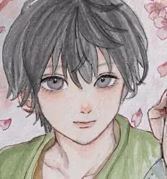 も*様 オリジナル手描きイラスト　アナログイラスト　創作　水彩画　桜祭り　色紙