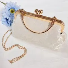 パーティーバッグ　クラッチ　ハンド　ショルダー　がま口　花柄　結婚式　着物　高級