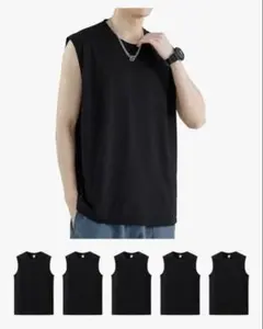 【新品使用未開封】ブラッククルーネックタンクトップ 3枚セット