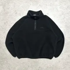 90s L.L.BEAN スナップT ハーフスナップ フリース ブラック 筆記体