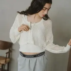 LAVANDA メッシュクロップドカーディガン