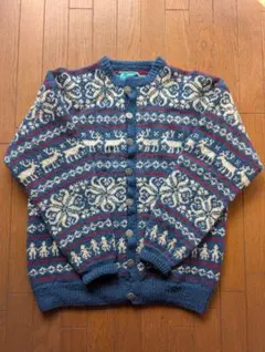 【レア古着】ノルディック カーディガン ウール 手編み