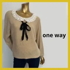 新品タグ付き one way 襟付き ニット トップス M ベージュ