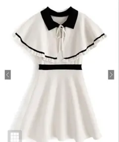 アイボリー フリル襟 ミニワンピース