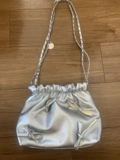 SHEIN シルバーリボン付きショルダーバッグ