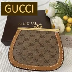 【ＧＵＣＣＩ】 コインケース　　GG柄　ゴールド金具　レザー　ベージュ