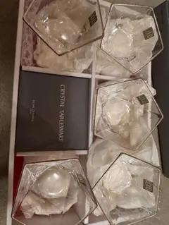 ⭐新品・未使用⭐HOYA クリスタル　柾目切子銘々皿揃　5枚セット HOYA クリスタル切子 菓子鉢 一品作 | つちや陶器店