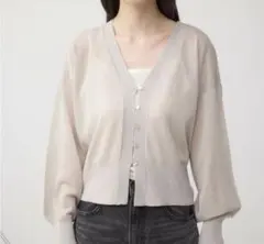美品✨AZUL ライトグレー　シアー　長袖カーディガン FREEサイズ