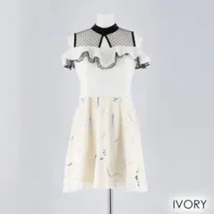 最安値 dazzy ドットチュールフリル花柄Aラインミニドレス Sサイズ