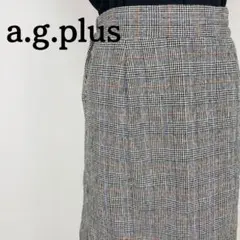 エージープラス　a.g.plus スカート　チェック　グレー　タイト　膝丈　大人のサムネイル