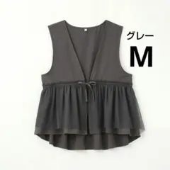 【新品】しまむら MUMU チュールリボンベスト グレー Mのサムネイル