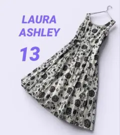 【美品】ローラアシュレイ ボタニカル柄 ワンピース 13号 ワッシャー加工