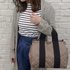 russet インテリアトートバッグ モノグラム　ベージュ　ナイロン　キャンバス