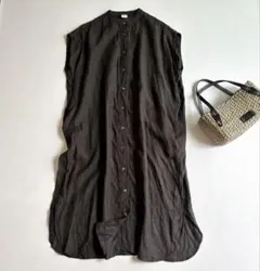 洗える♡アーバンリサーチ＊リネンボタンワンピース ロング　ブラウン