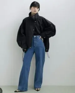 アダムエロペ　スタンドネックブルゾン　ブラック　アウター