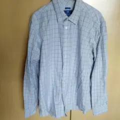アメリカ直輸入　EGARA 水色チェック柄長袖シャツ XXL