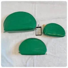 未使用✨グリーンポーチ3つセットクロコダイル調