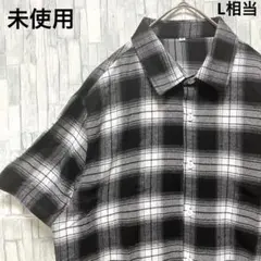 オンブレチェックシャツ ネルシャツ 半袖 サイズM ブラック 未使用 メンズ