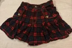 メゾピアノ　赤と黒のチェック柄　コーデュロイ　フレアスカート