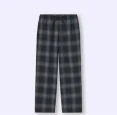 フランネルイージーパンツ（オンブレチェック）ブラック　M