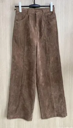 ブラウン コーデュロイ　ワイドパンツ ゴムウエスト