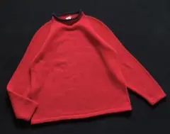 90s Old J.CREW レアカラー 赤紺2トーン ロールネックニット 昔