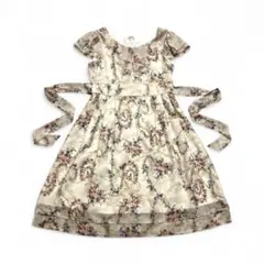 リボン 花柄 フリル 可愛い 膝丈ワンピース ピンクコーデ デート