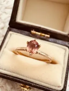 美品♪ agete アガット K10 オレンジトルマリン ピンキーリング