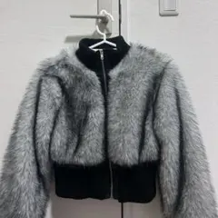 SHEIN グレー ファーコートのサムネイル